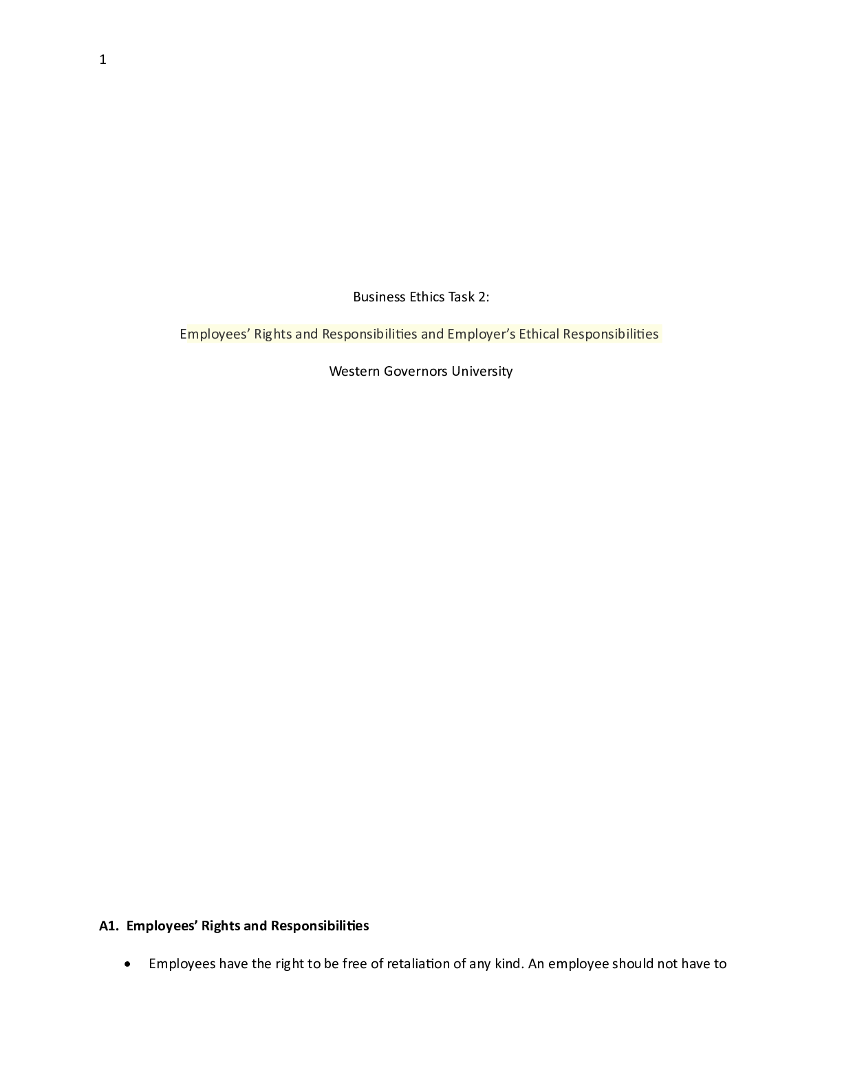 Preview of C717 Task 2.docx (2)    Business Ethics Task 2:  Employees Rights and Responsibilities and